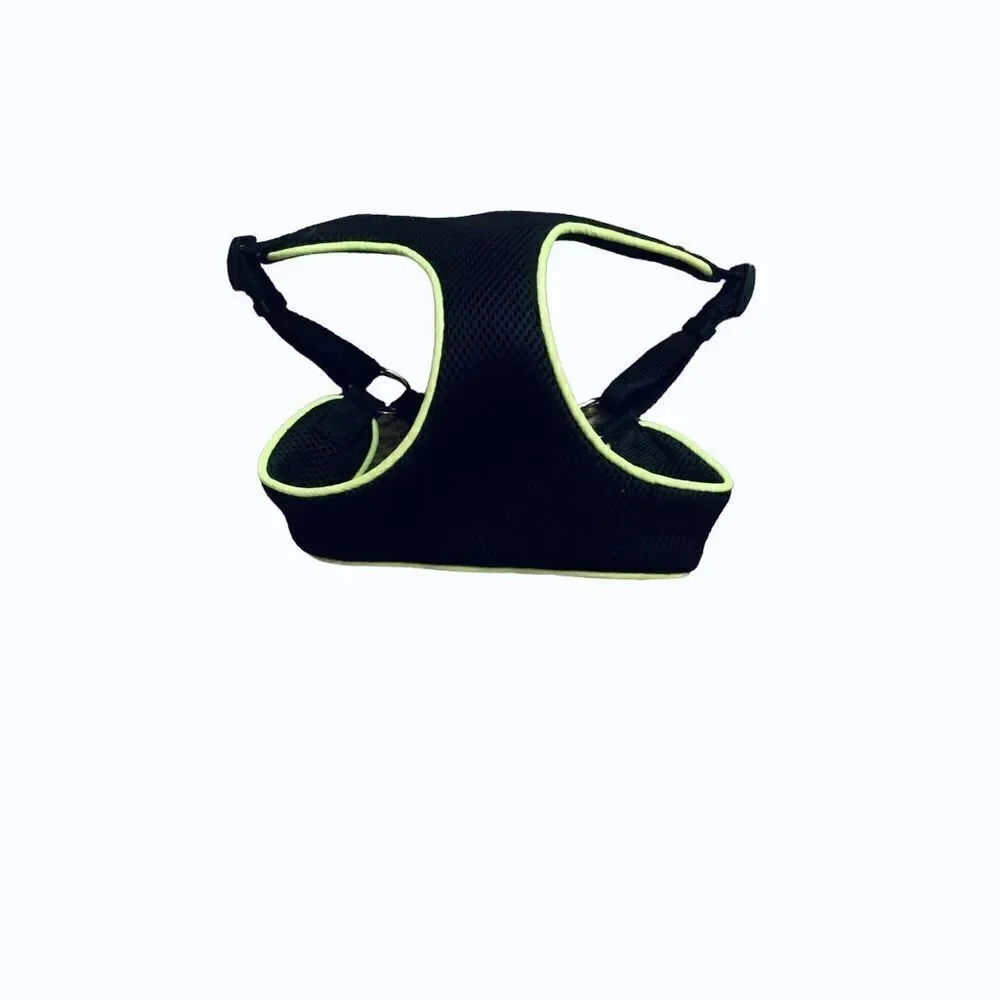 Black Mesh Neon Green Trimmed  Dog Harness Size Medium